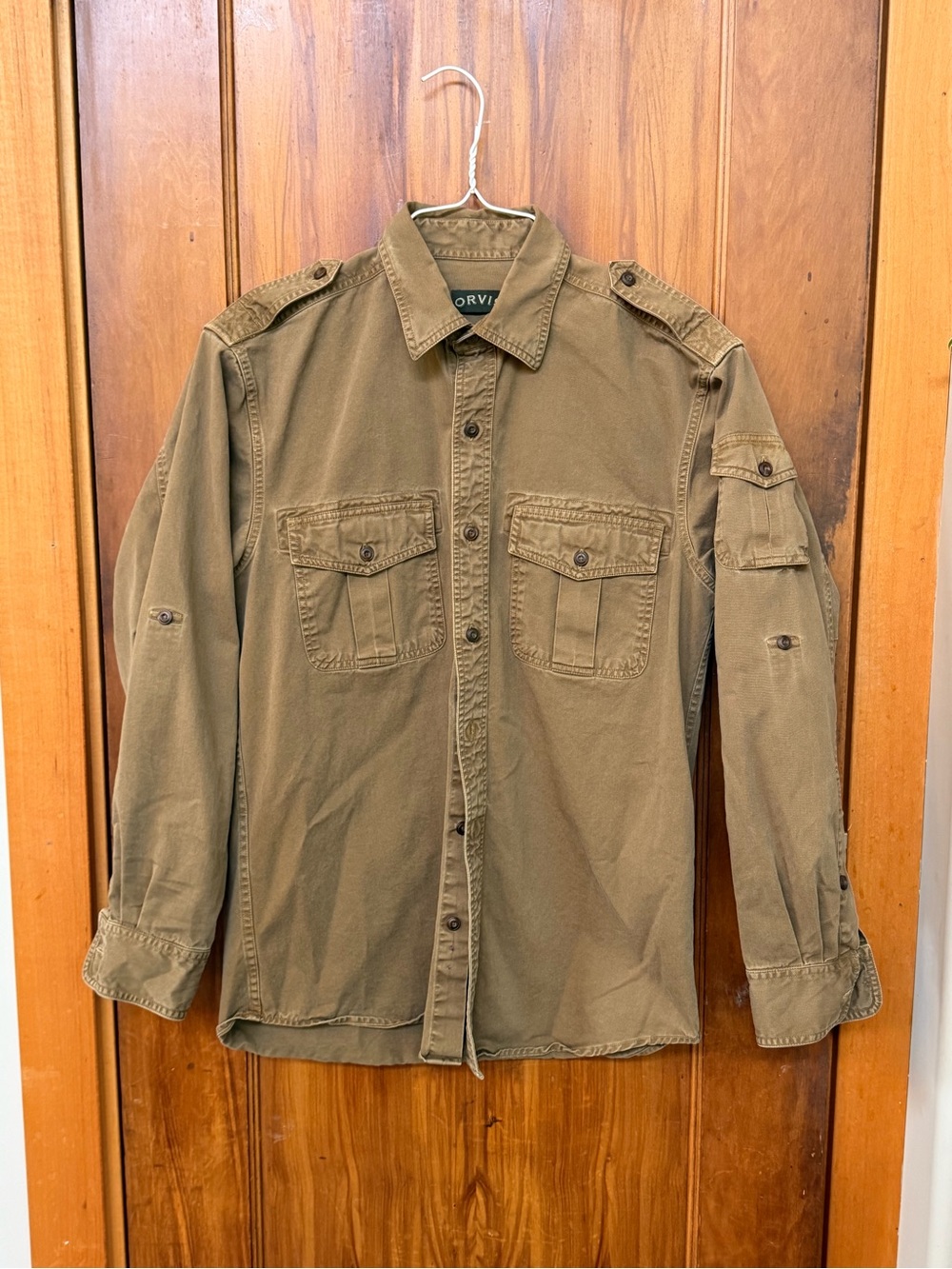 Orvis Canvas Cotton Safari Shirt (bush or utility shirt) Sleeve Pocket M